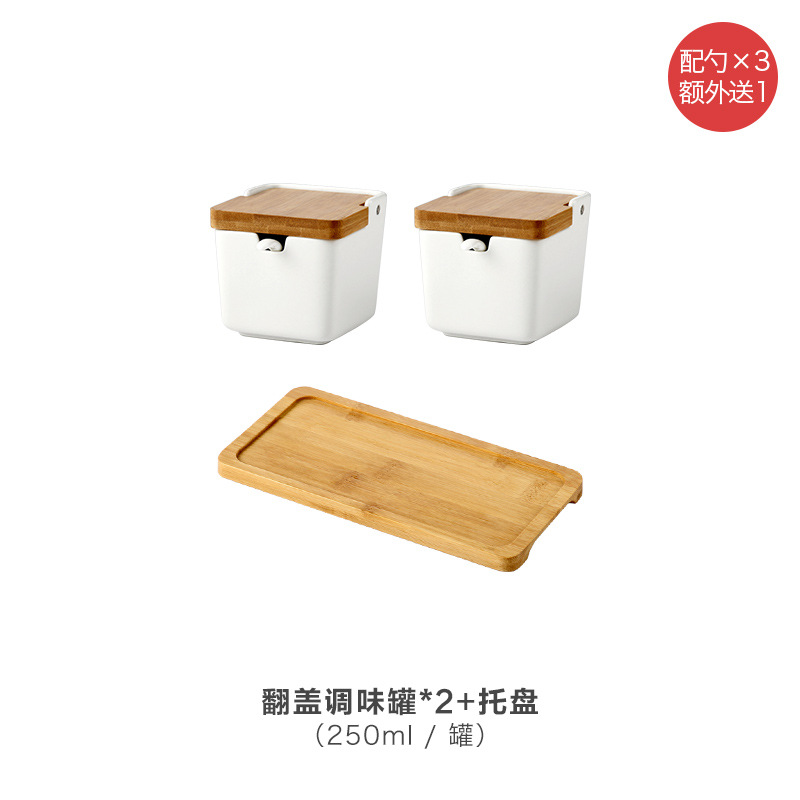 Jarra de condimento de cerámica del hogar de estilo japonés caja de condimento botella de aceite vinagre olla salsa olla almacenamiento condimento tarro traje de combinación múltiple