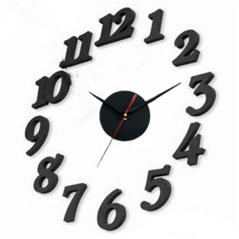 eBay hot-selling DIY creative living room wall clock with 3D digital wall sticker clock single item drop shipping silent clock