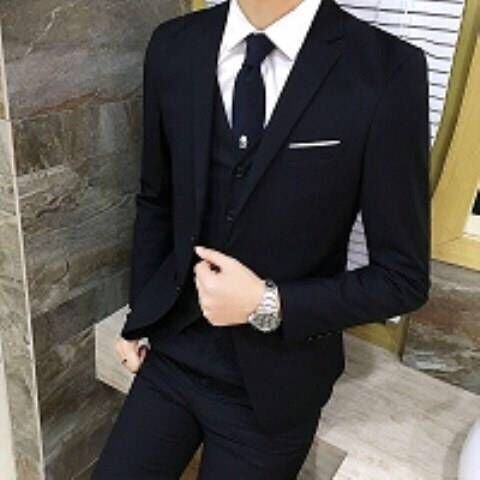 2021 New Men's Suit Set Korean Slim-fit Professional College Student Formal Dress Business Wedding Suit Five-piece Set