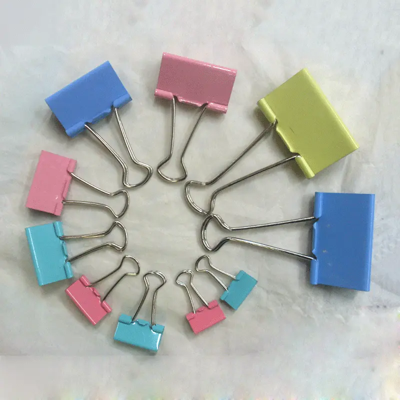 浅粉系彩色长尾夹票夹文具夹装订夹1#2#3#4#5#6#