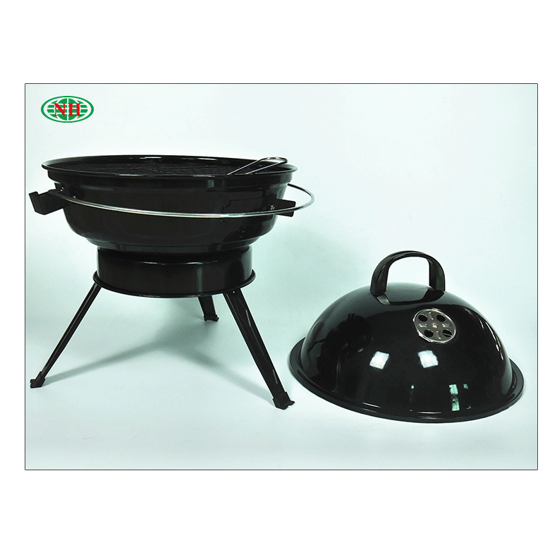 Parrilla de barbacoa plegable de hierro negro esmalte 14,5 pulgadas ronda barbacoa parrilla barbacoa trípode manzana barbacoa