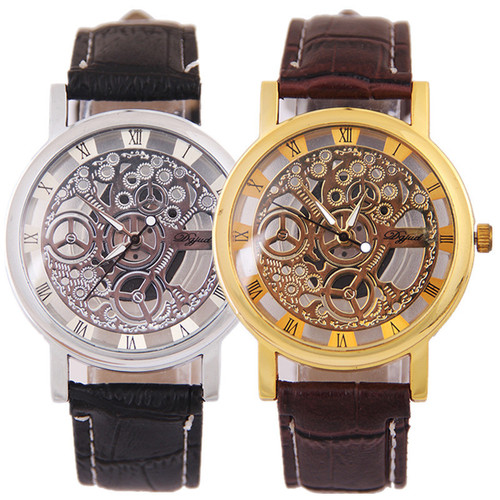 Manufacturer wholesale casual Korean version non-mechanical watch men's quartz watch double-sided see-through hollow watch men's model