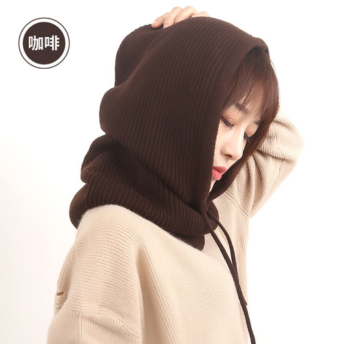 Cashmere Wool Thread Autumn and Winter Knitted Baotou Hat for Men and Women Cervical Spine Protector Neck Collar Protector Ear Neck Thickening to Keep Warmth