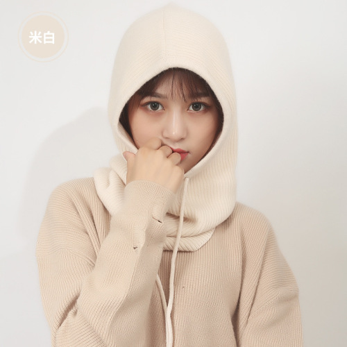 Cashmere Wool Thread Autumn and Winter Knitted Baotou Hat for Men and Women Cervical Spine Protector Neck Collar Protector Ear Neck Thickening to Keep Warmth