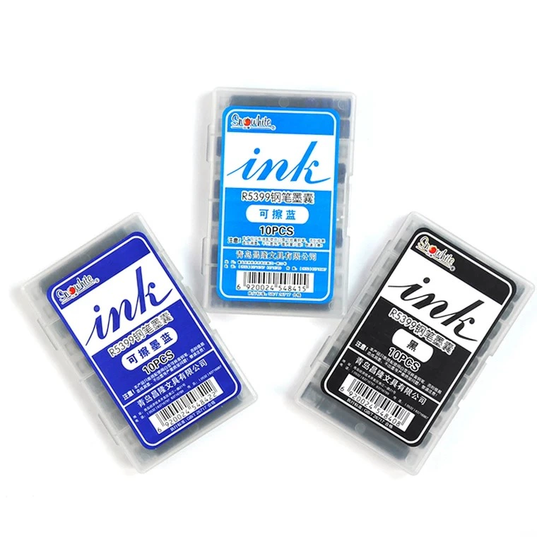 Белая/снежная Ink сумка R5399C прямой жидкостной стираемой перьевой чернила синий и черный стираемый сменный мешок школьная канцелярия оптом