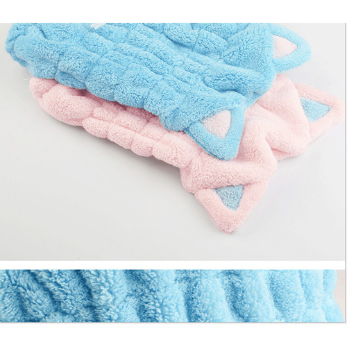 New Coral Velvet Dry Hair Cap Soft and Absorbent Cat Ear Dry Hair Cap Thickened Adult Shower Cap