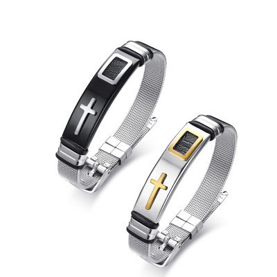 Cross-border Titanium Steel Jewelry European and American Cross Mesh Belt Personality Bracelet Men's Bracelet Adjustable