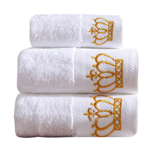 Pure Cotton Hotel Towels Absorbent Guest Room Bath Towel Set Embroidered Logo 100% Cotton White Towels Thick Hotel Towels