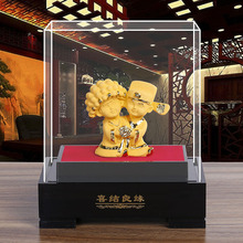 结婚礼物百年好合送礼实用新婚礼品送朋友闺蜜绒沙金工艺装饰摆件