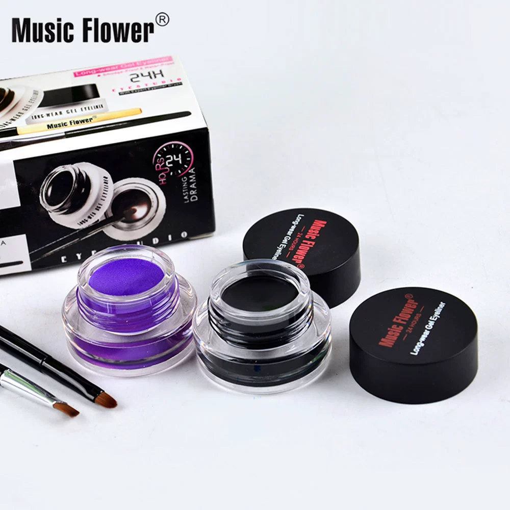 Двухцветный гелевой подводка для глаз (Music Flower) M1007, черный + коричневый, 3 г × 2, стойкость длинная водостойкость