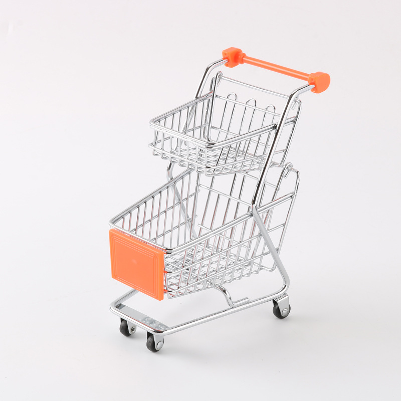 Suministro directo de fábrica mini carrito de compras creativo comercio exterior exportación al por mayor carro de hierro de doble capa Tiancheng hardware