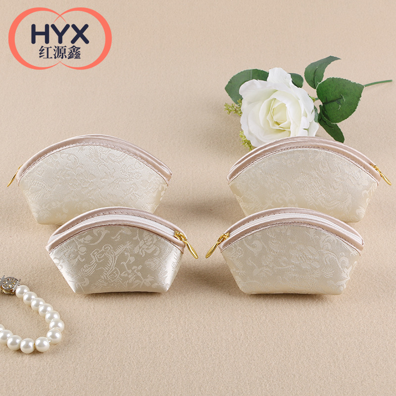 厂家生产元宝袋首饰袋 红绸缎布开口笑袋定做复合自立仿皮拉链袋