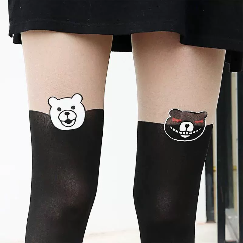 Japanese fake knee stitching stockings kitty cat little devil tattoo tattoos tattoo fake high tube pantyhose