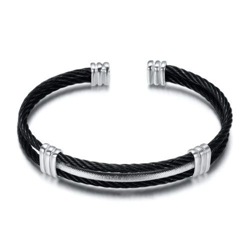 European and American cross-border hot selling 304 stainless steel simple woven bracelet titanium steel two-color electroplated copper woven bracelet wholesale