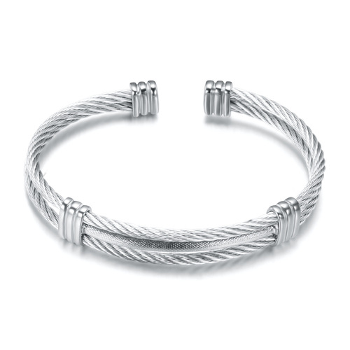 European and American cross-border hot selling 304 stainless steel simple woven bracelet titanium steel two-color electroplated copper woven bracelet wholesale