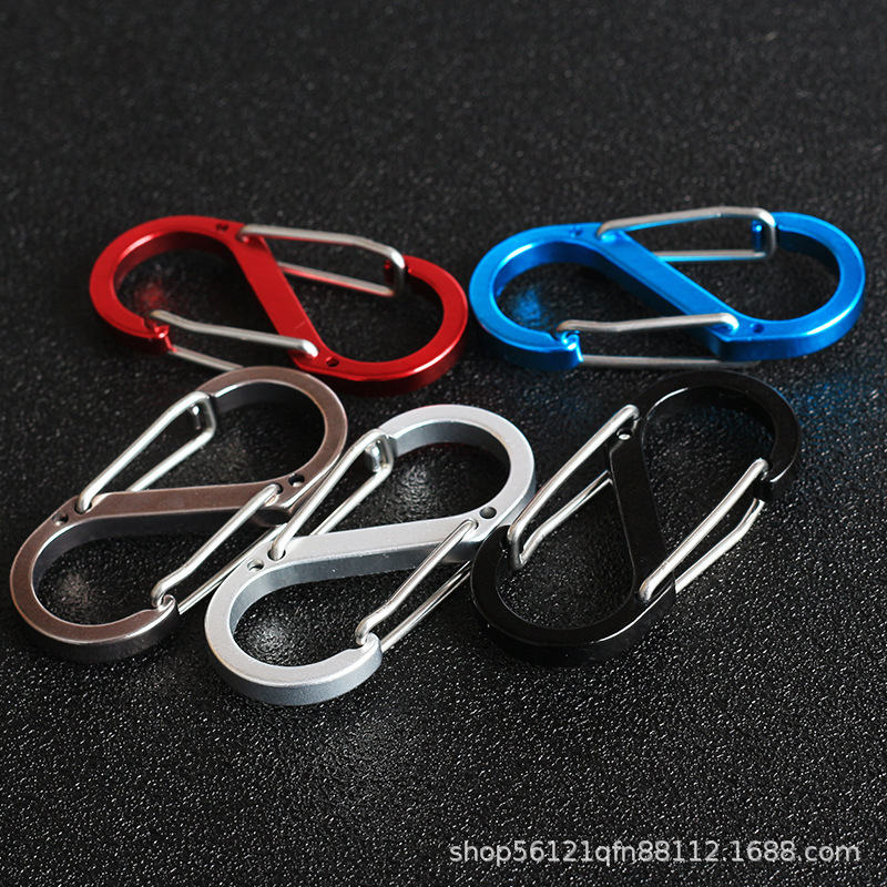 Outdoor spring buckle aluminum alloy anti-theft S buckle with lock safety carabiner quick hook Key Ring 8-type buckle Outdoor spring buckle aluminum alloy anti-theft S buckle with lock safety carabiner quick hook Key Ring 8-type buckle