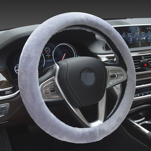 New winter wool velvet steering wheel cover, car short velvet handlebar cover with inner ring, warm in winter, universal for men and women