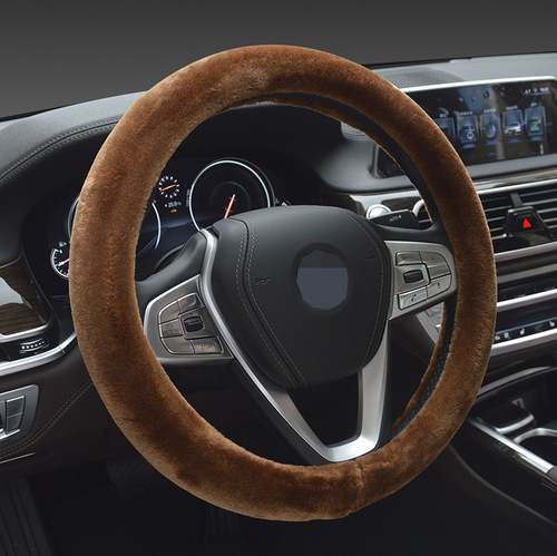 New winter wool velvet steering wheel cover, car short velvet handlebar cover with inner ring, warm in winter, universal for men and women