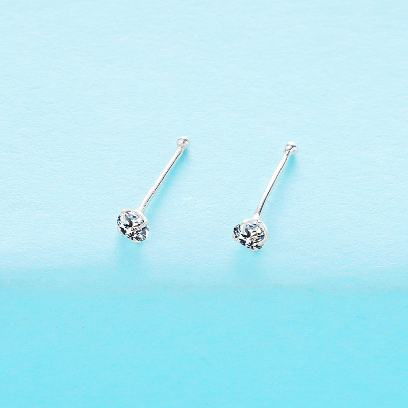 Piercings de Nariz de Plata de Ley 925 con Incrustaciones de Circonita Estilo Japonés y Coreano, Joyería de Nariz Mini para Mujer, Accesorios Transfronterizos de Plata