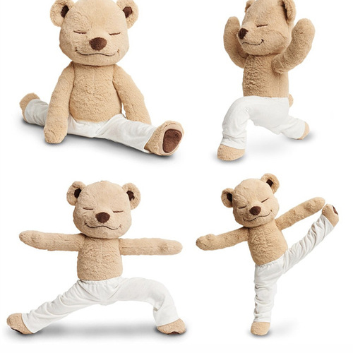 Cute ins yoga bear doll plush toy doll teddy bear creative variety of shapes brown jointed bear