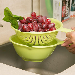Japanese imported kitchen basket, plastic drain basket, sink, sieve, creative plastic fruit plate and fruit basin, 2 pieces