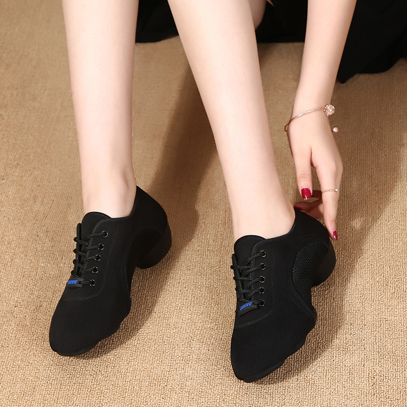 Oxford tissu carré chaussures de danse latine chaussures de danse femelle adulte fond mou professeur chaussures automne maille chaussures de danse moderne chaussures de danse