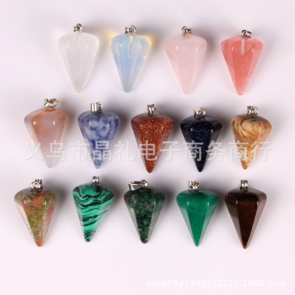 Ebay deseo piedra natural cristal ágata facetado cónico hexagonal columna espíritu Péndulo collar colgante Péndulo