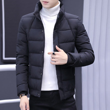 外贸冬季男装长袖立领徽章加厚棉衣潮青少年韩版修身男士个性棉服