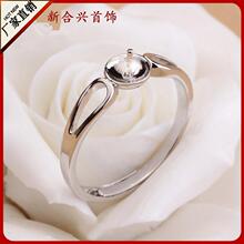 开口戒指DIY配件925银珍珠戒托 指环活口可自由调节大小厂家批发