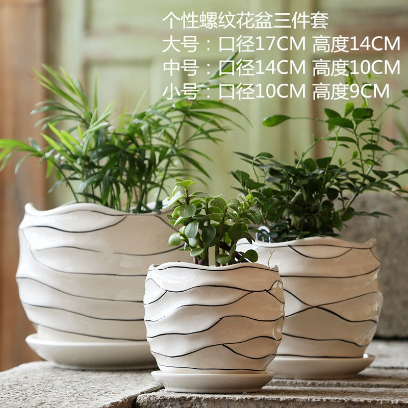 Керамическая горшок De Xing - крупный внутренний горшок для суккулентов с подставкой, персонализированные варианты, ярлык TEMU
