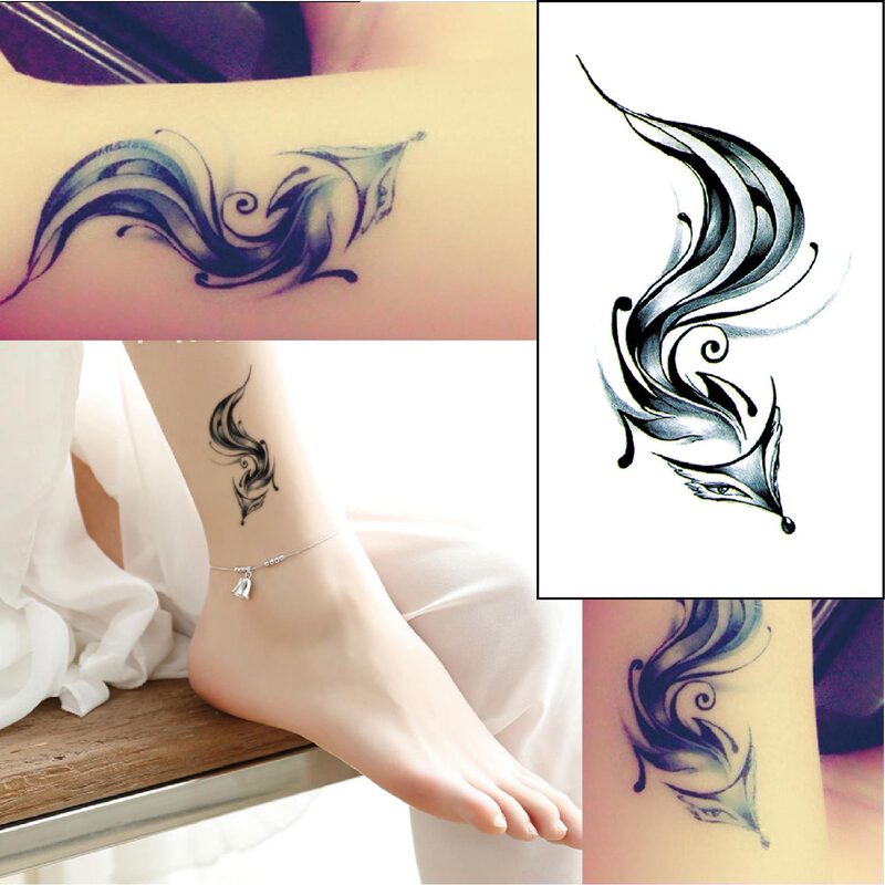 Fresh and Simple Black Fox Single-Color Fox Tattoo Sticker in Stock, Transfer Sticker, Ancient Style Sexy Realistic Tattoo Sticker