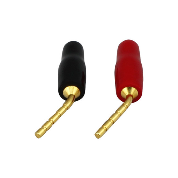 甬威 纯铜镀真金针式香蕉头弯针2mm功放音箱接线柱插头喇叭线接头