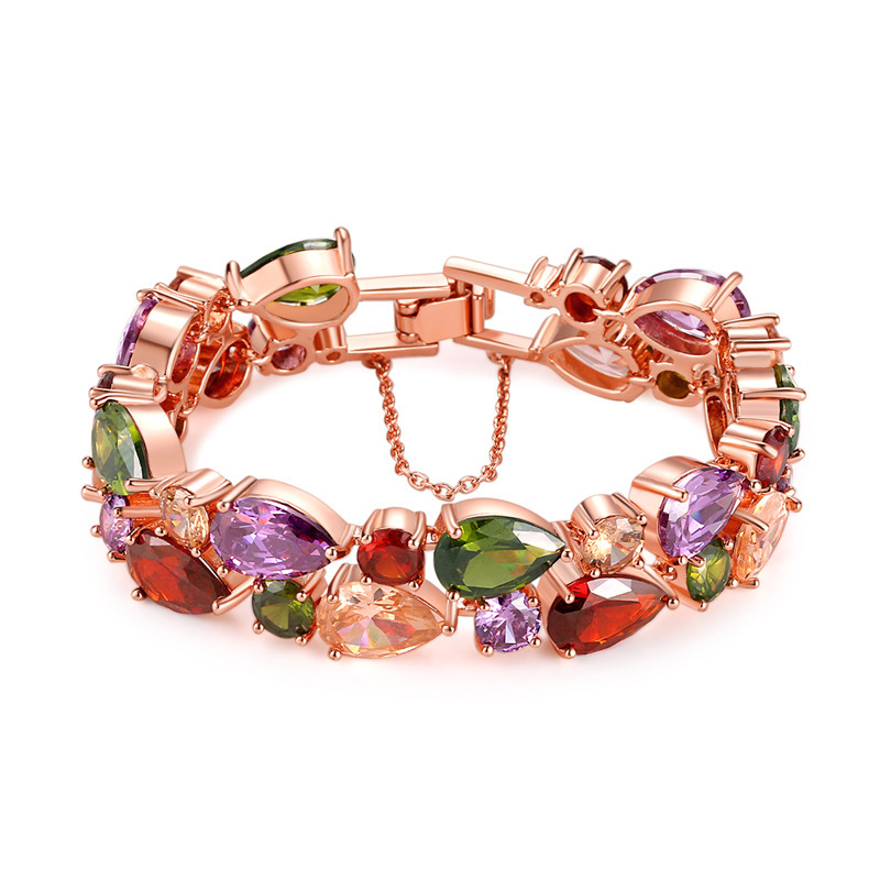 Doodle Butterfly Jewelry European and American Mona Lisa Rose Gold Ladies Colorful Zircon Bracelet Yiwu Commodities