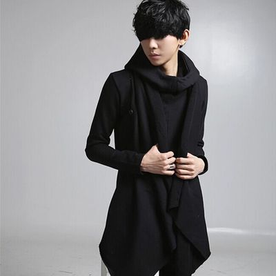 Personalized Korean style men's sweater Autumn New hooded slim pullover trendy men's hair salon nightclub performance