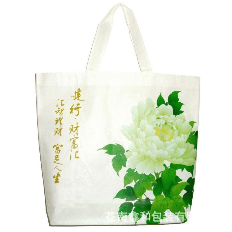 供应白色无纺布彩印腹膜环保袋 各种颜色彩印覆膜无纺布袋