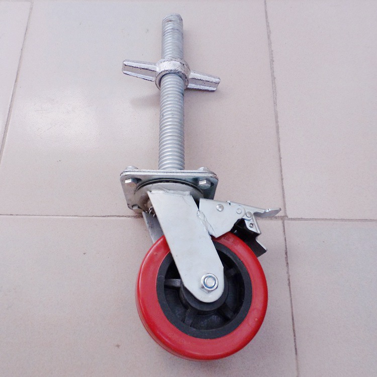 供应 6寸大红脚手架轮 丝杆刹车脚手架轮 焊接式AB刹脚手架轮
