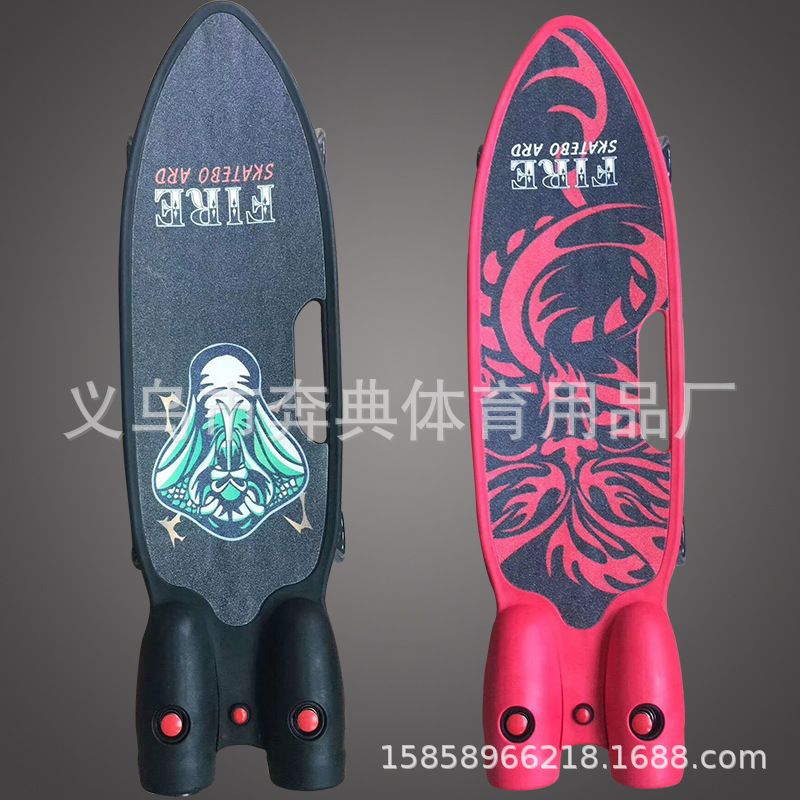 Four-wheel flash skateboard factory direct beginner fish rocket board with spray music flash fish Board wholesale