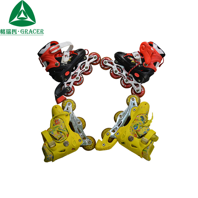 广州格瑞哲厂家直供花式溜冰鞋 男女初学者直排轮闪光旱冰鞋可调