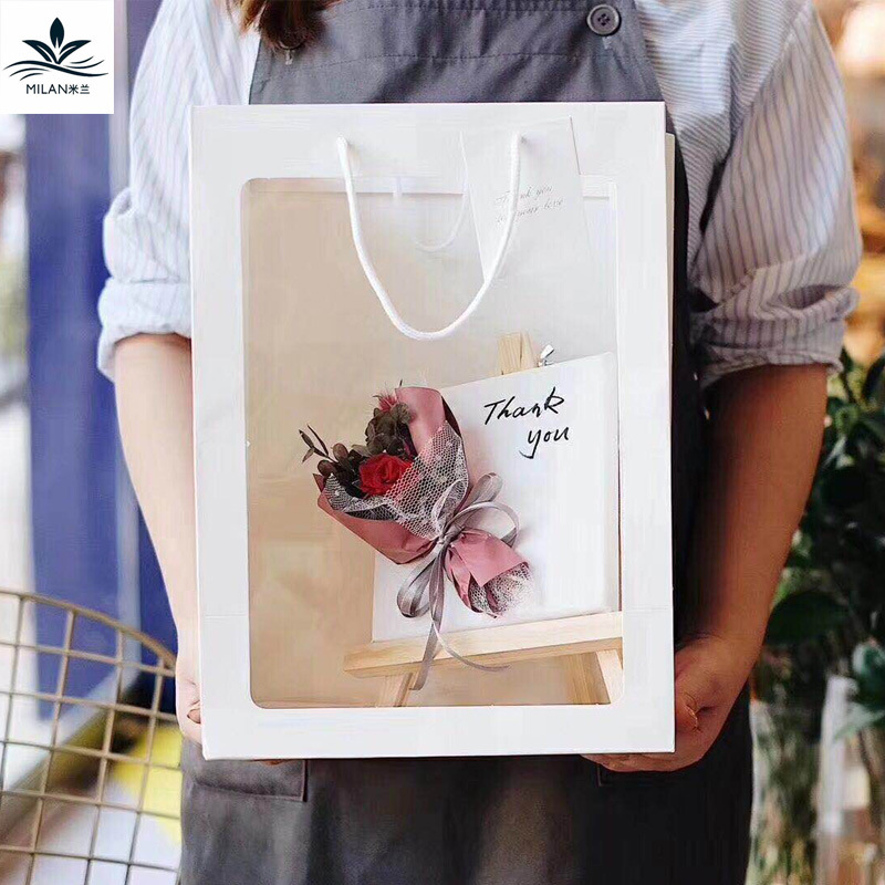 INS transparente ventana bolso ramo bolsa de embalaje flores regalo bolso ventana OPP bolsa de papel Kraft