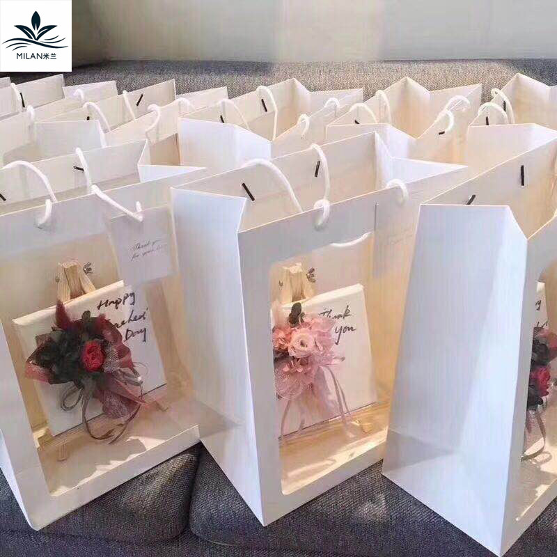 INS transparente ventana bolso ramo bolsa de embalaje flores regalo bolso ventana OPP bolsa de papel Kraft