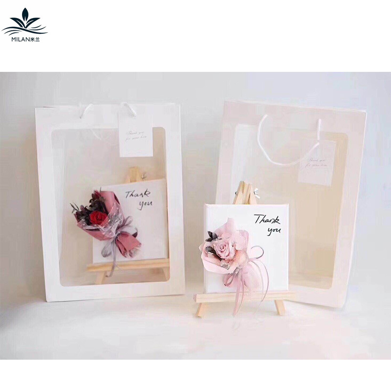 INS transparente ventana bolso ramo bolsa de embalaje flores regalo bolso ventana OPP bolsa de papel Kraft