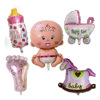 Layout, small cartoon decorations, balloon, feeding bottle, stroller, set, 5 pieces