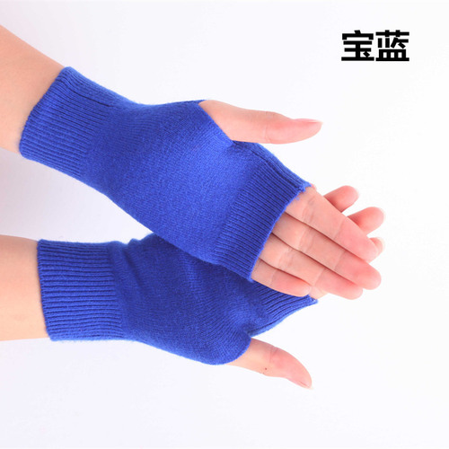 Cashmere autumn and winter gloves for male and female students, wool thread writing and typing mobile phone short half-finger open finger warm knitted wristbands