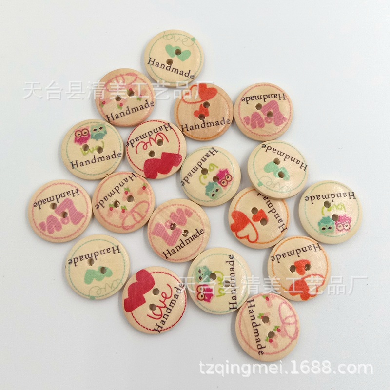 20mm tronco redondo botón de madera impreso redondo botón de handmade 50 un paquete