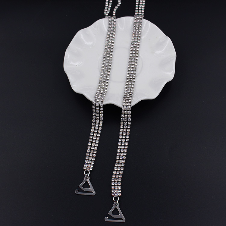 Corea del Sur accesorios de ropa nupcial de tres hileras de ropa interior rhinestone sujetador de ajuste correa de hombro invisible correa de sujetador de hombro al por mayor