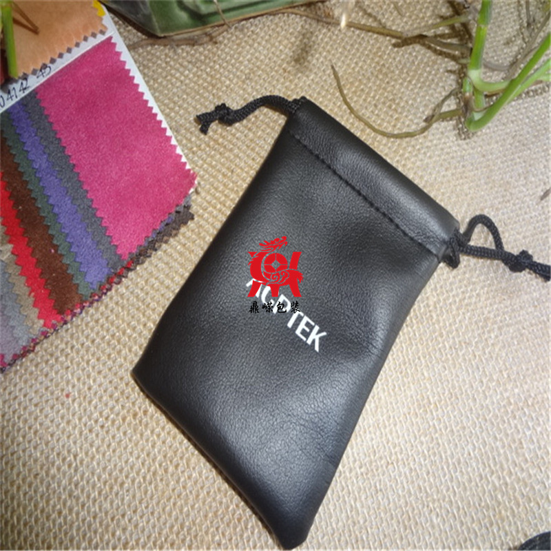 厂家直销 抽绳小个pu束口袋  抽绳包皮革袋 pu束口袋可定制收纳袋