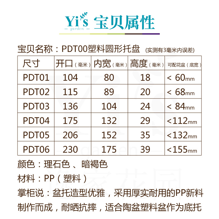Bandeja de maceta de plástico engrosado flor creciente ronda extra grande suculenta maceta almohadilla inferior chasis cuenca fregona base soporte inferior