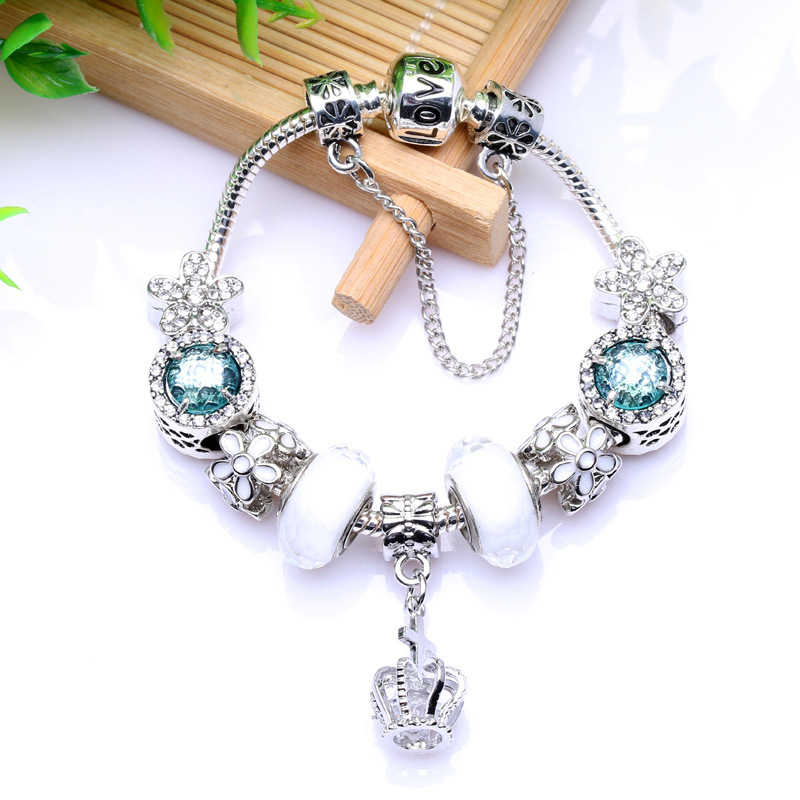 DIY Crystal Beaded Boutique Crown Pendant Bracelet Factory Direct Spot Wholesale Micro Business Explosions