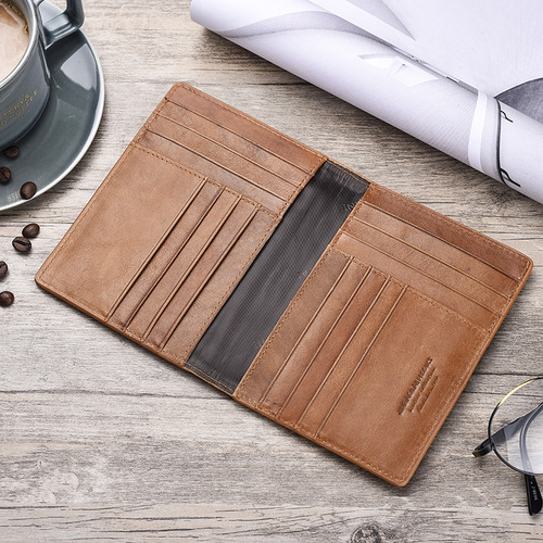 JINBAOLAI Leather Vintage Flight Card Holder Passport Case Passport Book Leather Wallet Card Holder