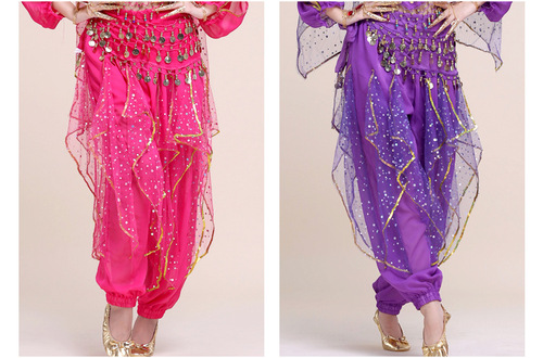 Belly dance new practice clothing bottoms large and small dot bead embroidered swivel pants Indian dance performance clothing bottoms for women